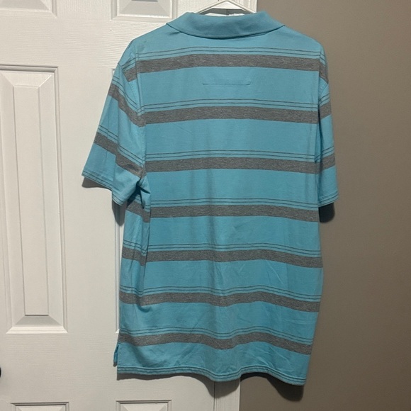 St. John's Bay Light Blue and Gray Striped Polo - Picture 2 of 4